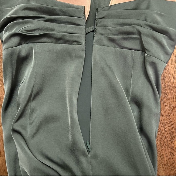 Azazie Linia Eucalyptus Mermaid Pleated Stretch Satin Dress Evening Gown Size 14 - Picture 11 of 14